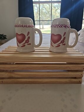 Corelle White Salt and Pepper Shakers with Pink Heart Motif